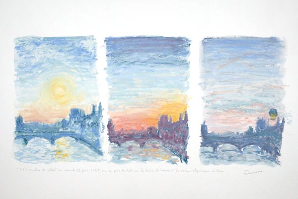 Triptyque pastel sec, Fête de la Musique sur le pont des Arts, Paris, Samedi 21 juin 2025, Matthieu Darrasse